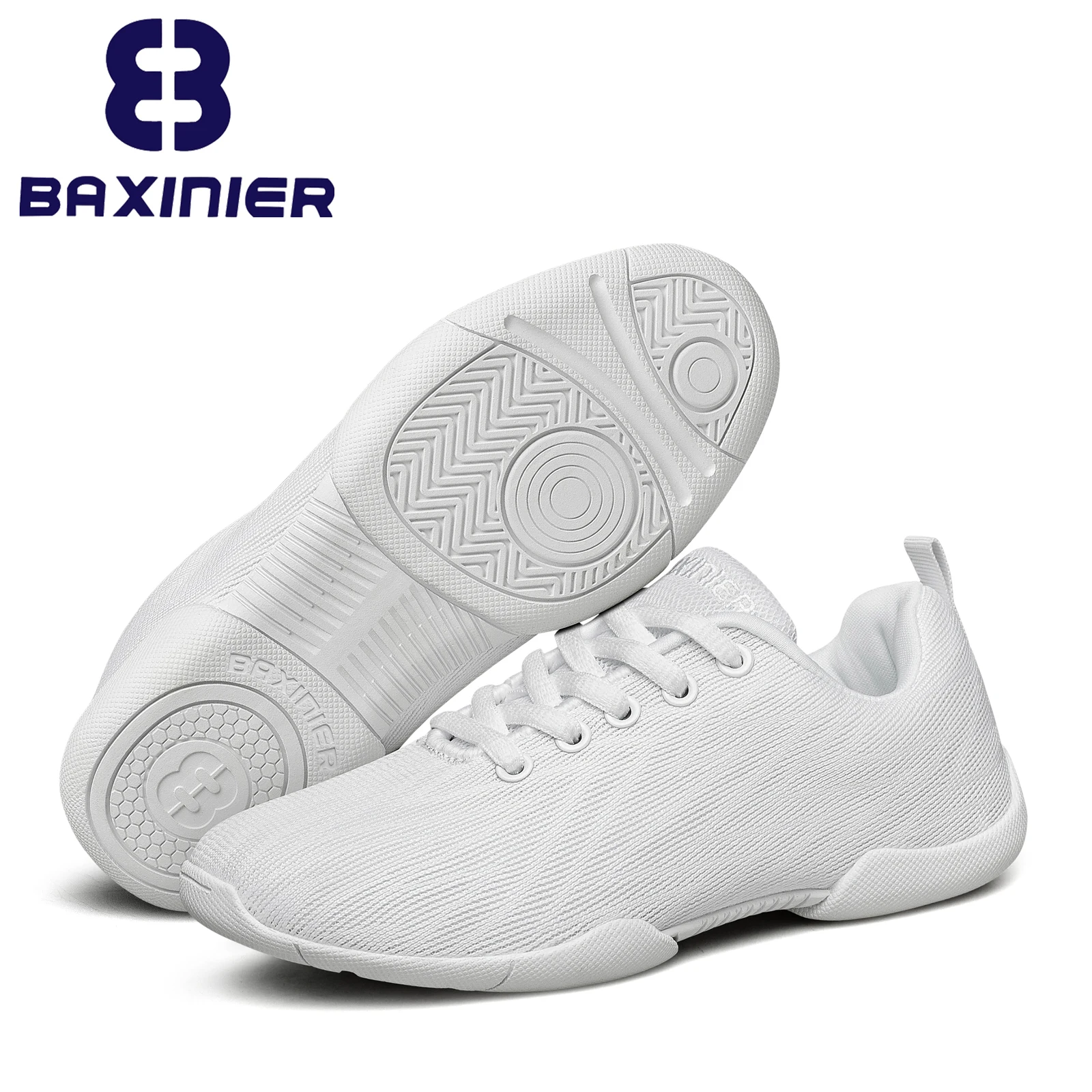 BAXINIER Girls White Cheerleading Shoes Lightweight Youth Competition Cheer Sneakers Kids Training Dance Tennis Shoes