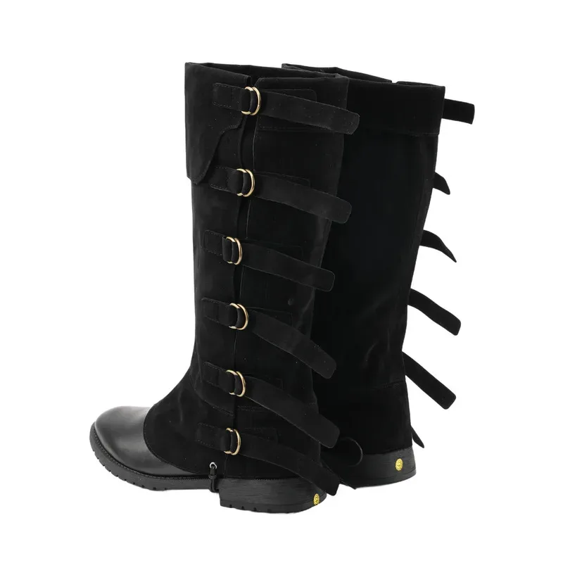 lili 123Medieval Retro Renaissance Adjustable High Boot Covers Viking Pirate Leather Legguard Long Boots Guard Halloween Costume