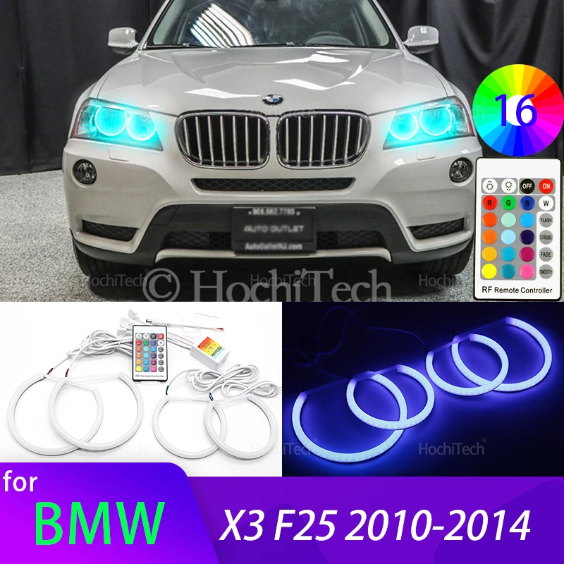 

Для BMW X3 F25 2010 2011 2012 2013 2014 Галогенные Hendlight Высокое качество 16-цветные RGB Хлопковые светодиодные кольца «ангельские глазки» дневного света