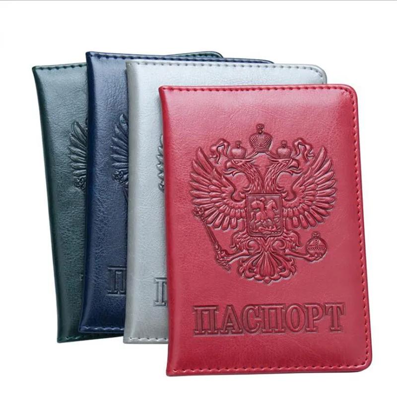 Russia Airplane Passport Cover Wallet Bag Letter Men Women Pu Leather Id Address Holder Portable Boarding Travel Accessories