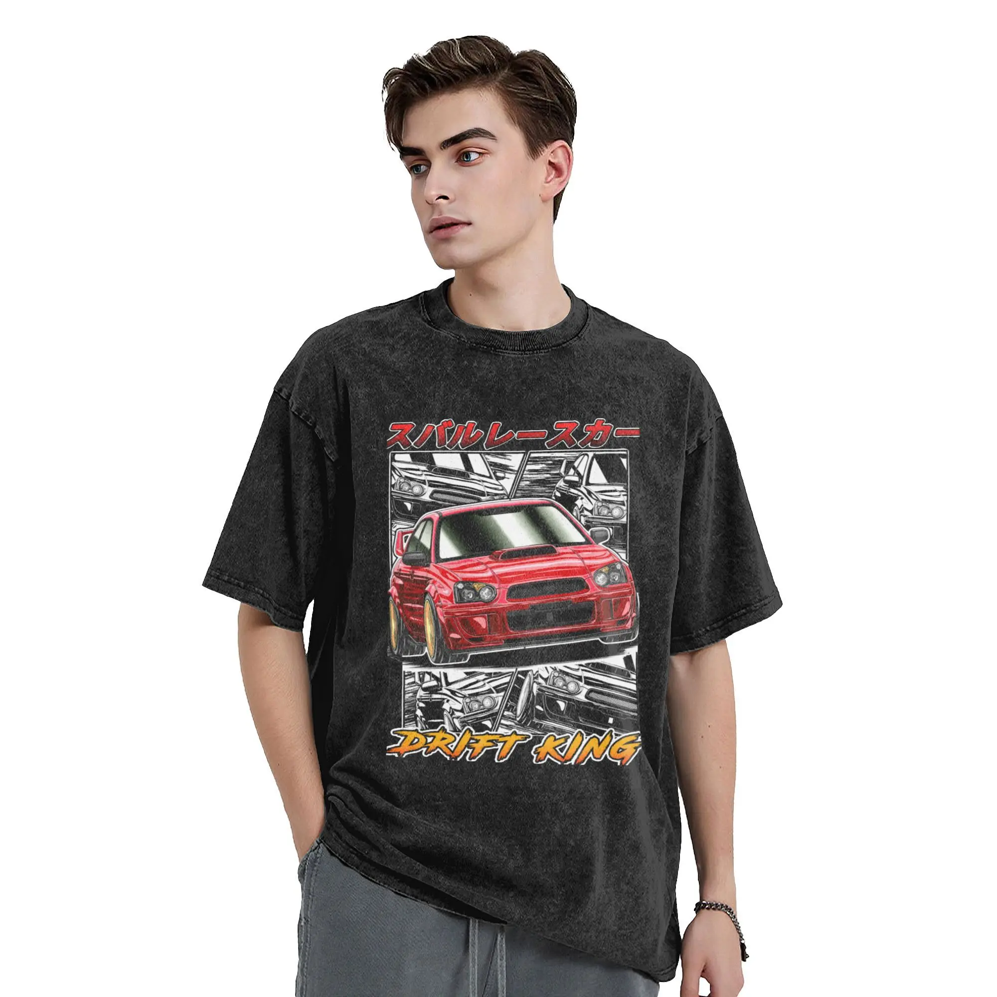 Initial D Drift King Subie WRX STi Street Racing Vintage Washed T Shirts 100% Cotton Humorous T-Shirt O Neck Gift Idea