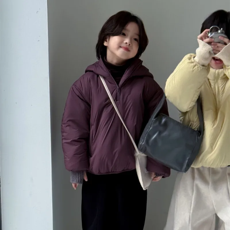 Boys Coat 2025 Autumn Winter Korean Style Fashion Trendy Casual Daily Thick Warm Minimalist Versatile Hooded Outerwear
