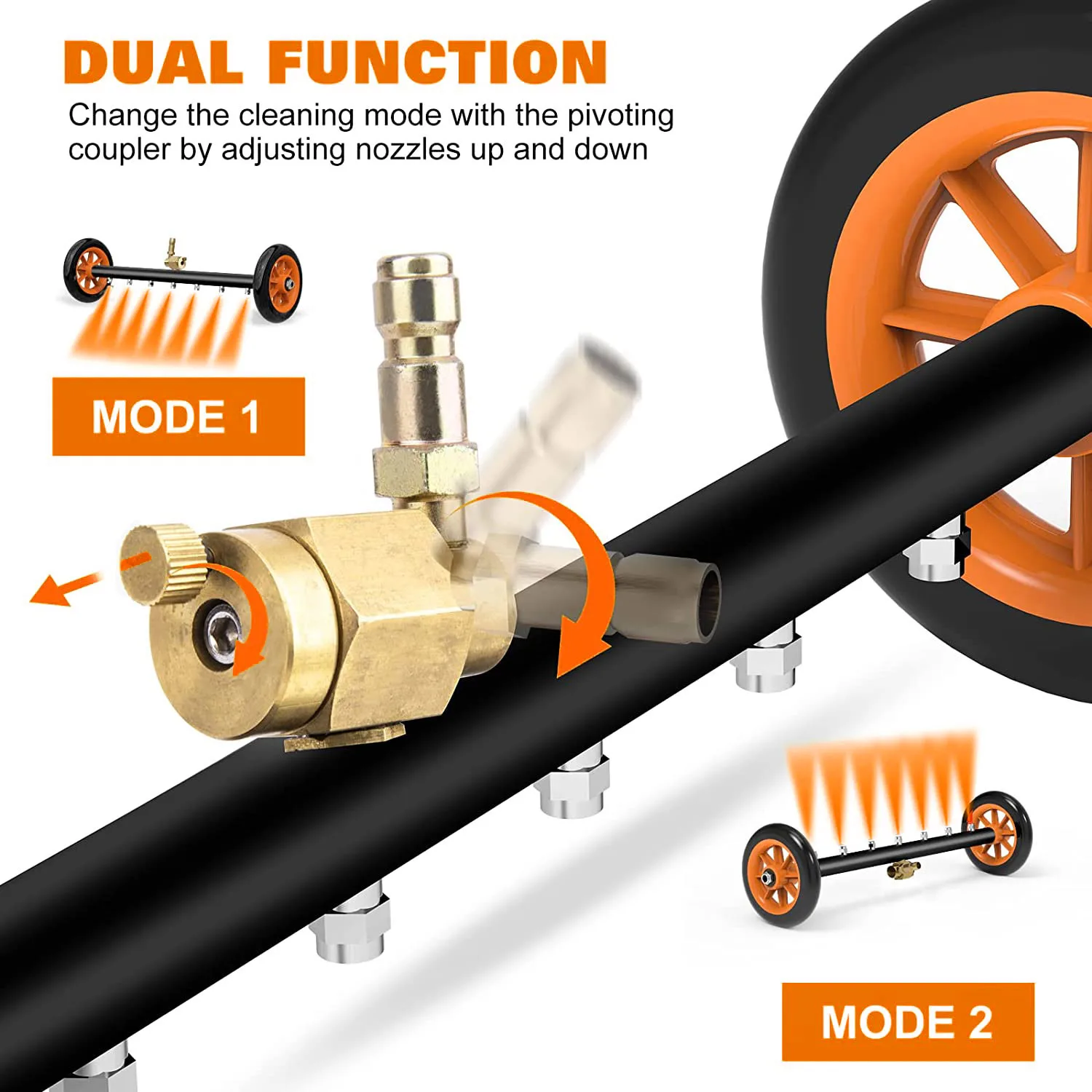 Limpiador de chasis 2 en 1 de 24 ", escoba de agua, limpieza de superficie para conector rápido de 1/4", Karcher Black Decker Sun Joe