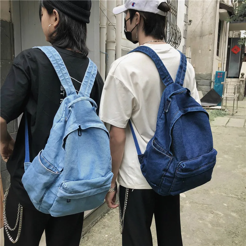 2023 Fashion Denim School Bag For Boys And Girls Backpacks For Teenagers Girls Quality Canvas Knapsack Street Style Shoulder Bag