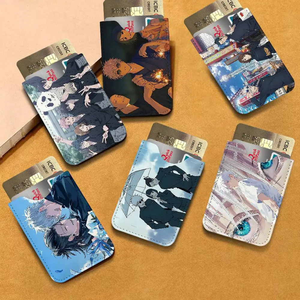 J-JujutsuS Kaisen Pu Leather Credit Card Holder Slim Business Cardholder Anti Theft Id Organizer for Men Women Outdoor Carrying