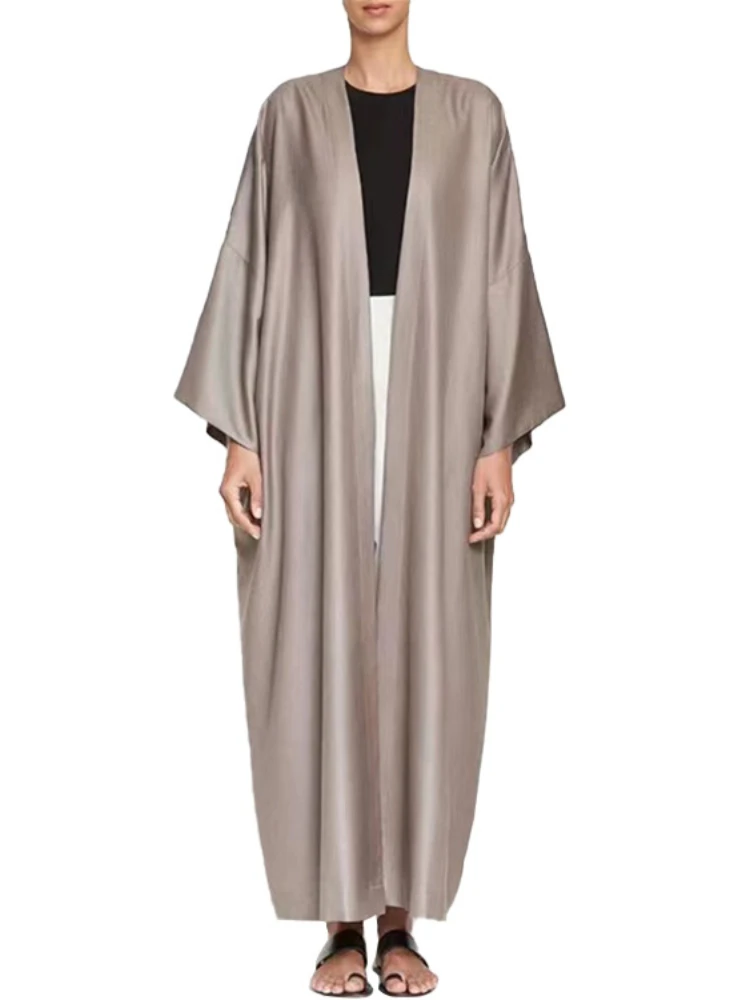 Eid Muslim Abaya for Women Kimono Cardigan Satin Dress Morocco Ramadan Abayas Kaftan Dubai Arab Long Robe Vestidos Largo 2024