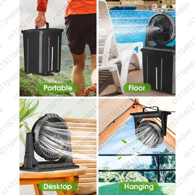 Portable Mist Fan - 20000mAh USB Rechargeable Battery-Powered Floor Cooling Fan with 9L Water Tank