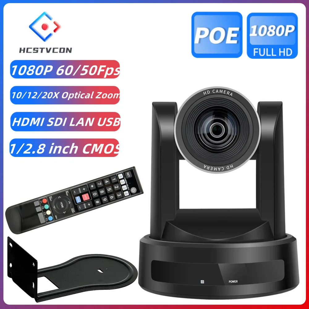 Conference PTZ Camera Chruch 1080P 60/50Fps 10/12/20X Optical Zoom POE USB HDMI SDI LAN for Live Streaming Working Medical