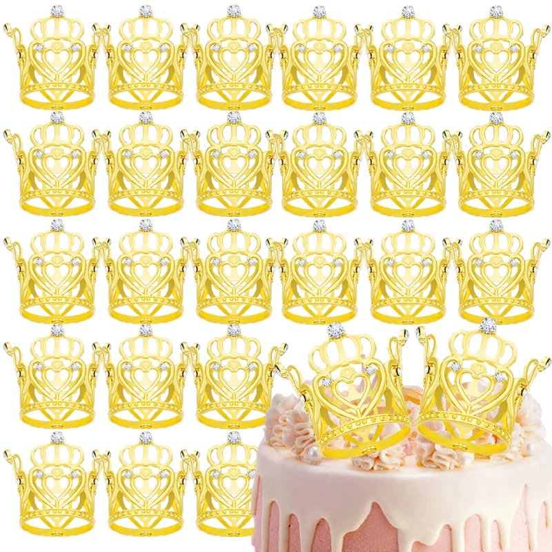 20/1 Stücke Metall Mini Kronen Kuchen Topper Cupcake Topper Strass Perle Tiara für Kinder Geburtstag Hochzeit Party Kuchen Dekor