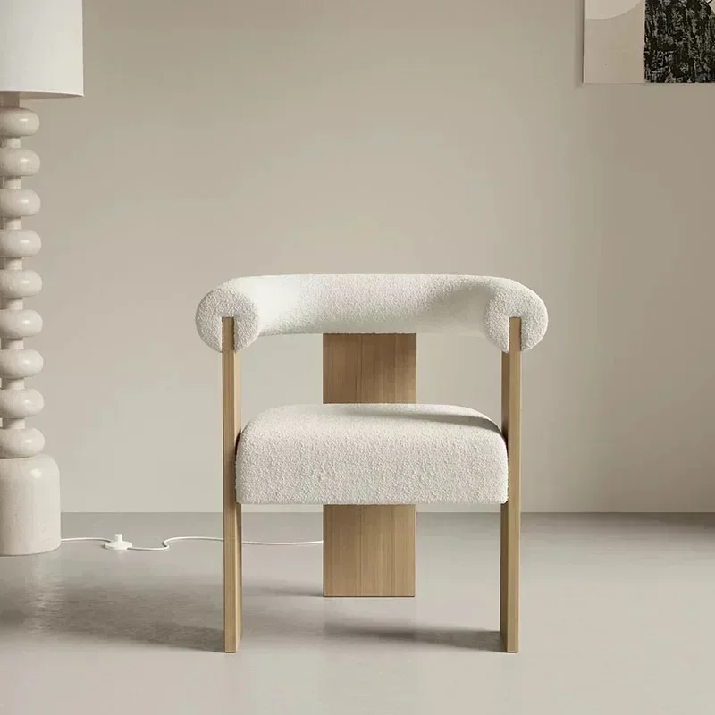 

Light Luxury Solid Wood Dining Chair,Retro Home Lambskin Hotel Restaurant,Business Negotiation Chair,Support Color Customization