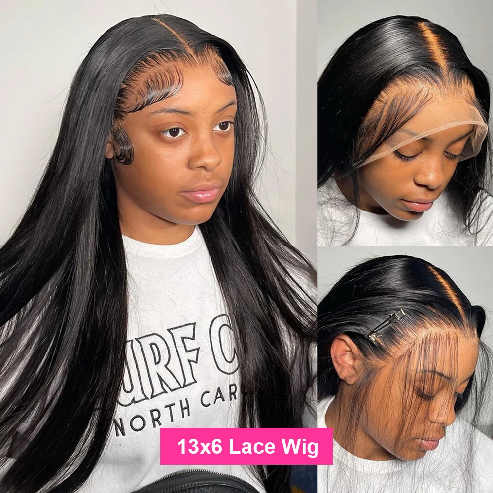 Straight 13X4 HD Transparent Lace Frontal Wig Brazilian 13x6 HD Lace Front Human Hair Wig For Women 250 Density Lace Closure Wig