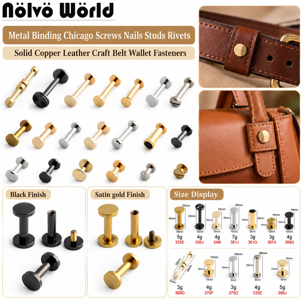 10/50/100PCS Copper Binding Chicago Screws Belt Screw Stud Rivets For Handbag Bag Belt Shoes Button Rivet Decoration Accessories