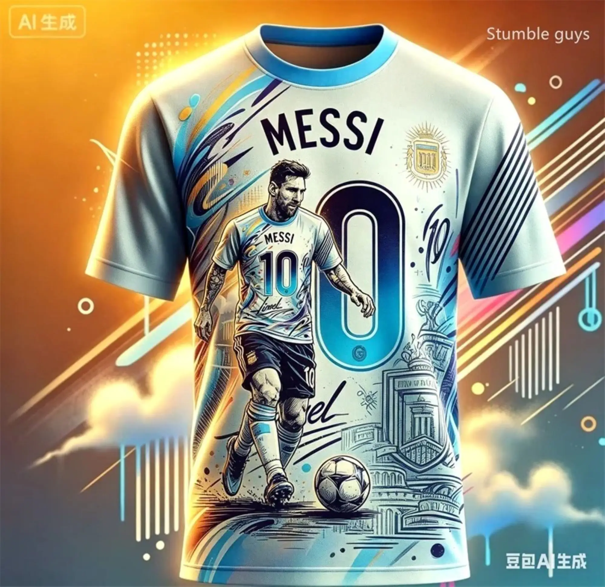 Adults Kids Art Style Soccer Jersey Crew Neck Colorful Splash Graffiti Dynamic Streamer Pattern 2026 Crest Fan Football Shirt