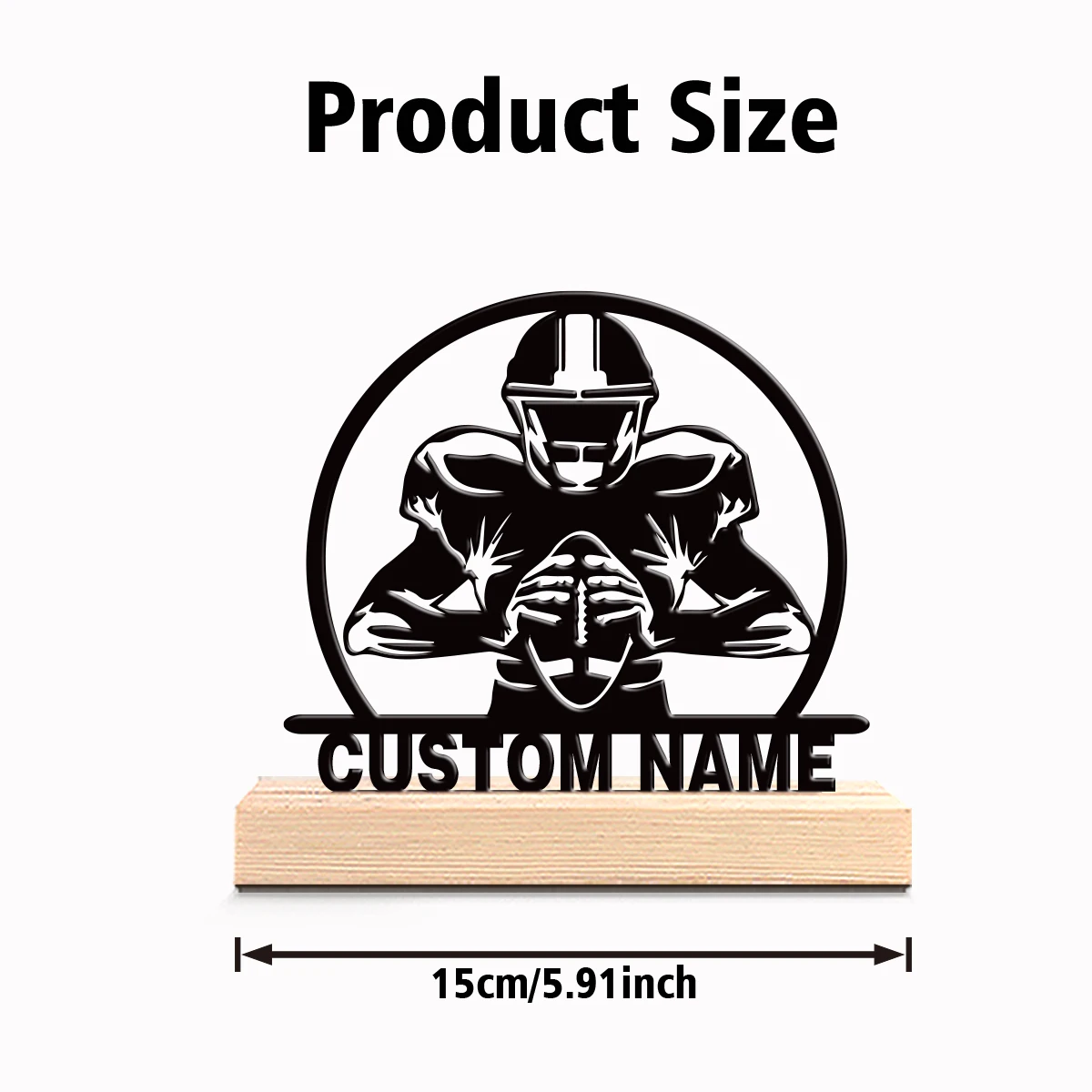 1pc Simple Rugby expert Custom Name Iron Statue Metal Ornament Metal Sculpture With Wood Base Art Crafts With Wood Base Study