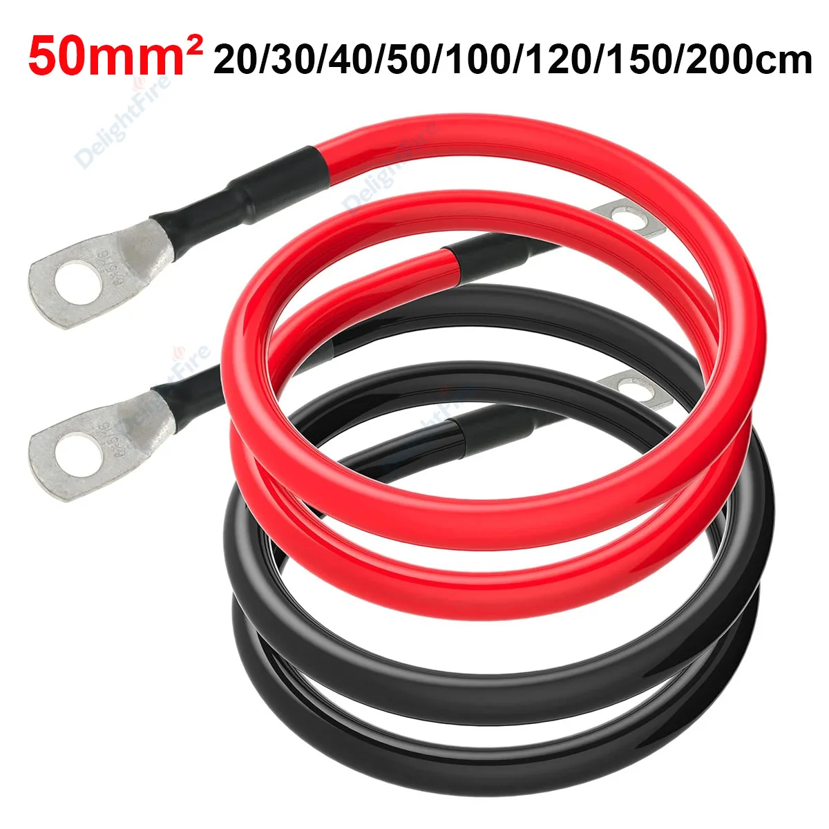 

50 мм2 красный, черный силиконовый кабель инвертора мощности с кольцом M6 M8 M10 для солнечной морской лодки RV, автомобиля, мотоцикла, автомобильной батареи