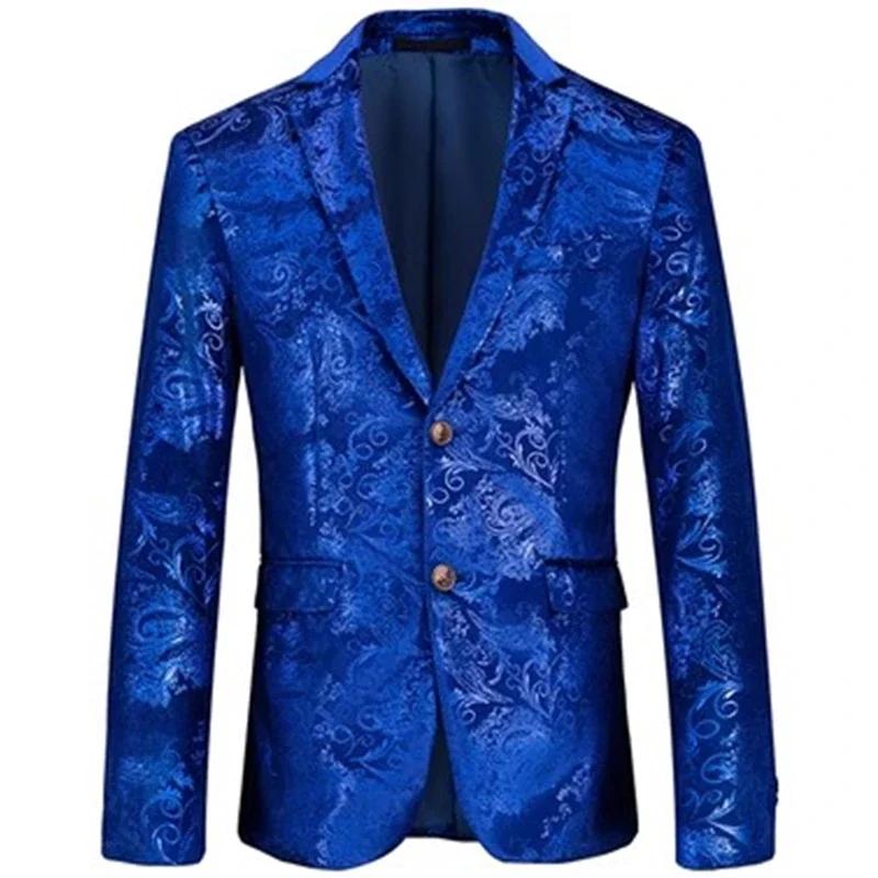 Brand 2023 New Tide Mens Fashion Print Blazer Design Plus Size Hip Hot Casual Male Slim Fit Suit Jacket Singer Costume