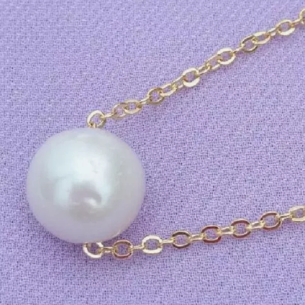 8-9mm SouthSea Authentic White Round Pearl Necklace Pendant in 14k  8-9mm 9-10mm 10-11mm  11-12mm