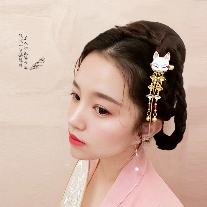 Anime giapponesi copricapo per capelli da donna Fox Kawaii Tassel Step Shake Hairpin Cosplay puntelli accessori per abbigliamento da ragazza