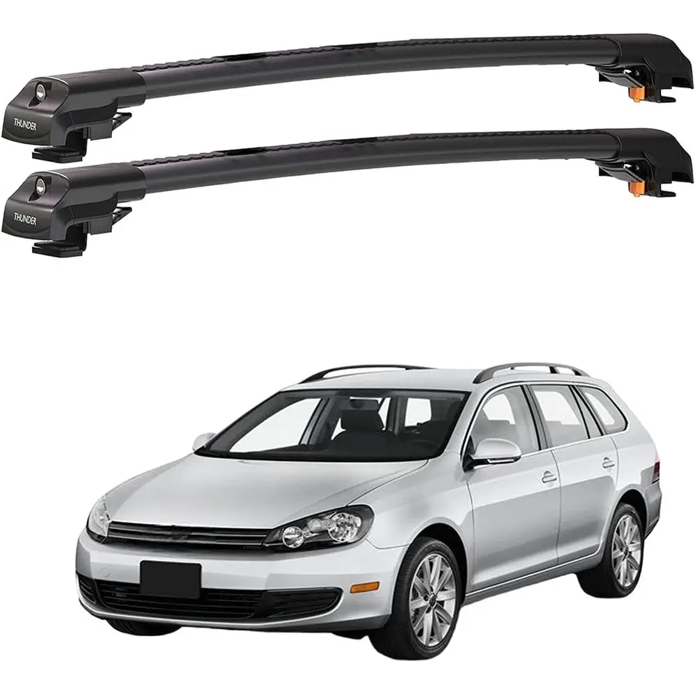 

New for VW Jetta Sportwagen 2009-2014 (Black) Aluminium Roof Rack Cross Bars Anti-Theft System - Fit Raised Rails Roof Rails,