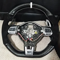 Customization Car Steering Wheel Cover Hand Sewing Carbon Fibre Leather For Volkswagen Golf 6 GTI MK6 / Polo GTI / Scirocco R
