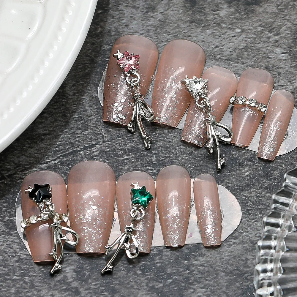 Étoile filante-Argent polyvalent Starlight Dangle Bow, PmotChrome, Alever Meteor Stars, Bijoux Nail Ornements Bibelot, 404