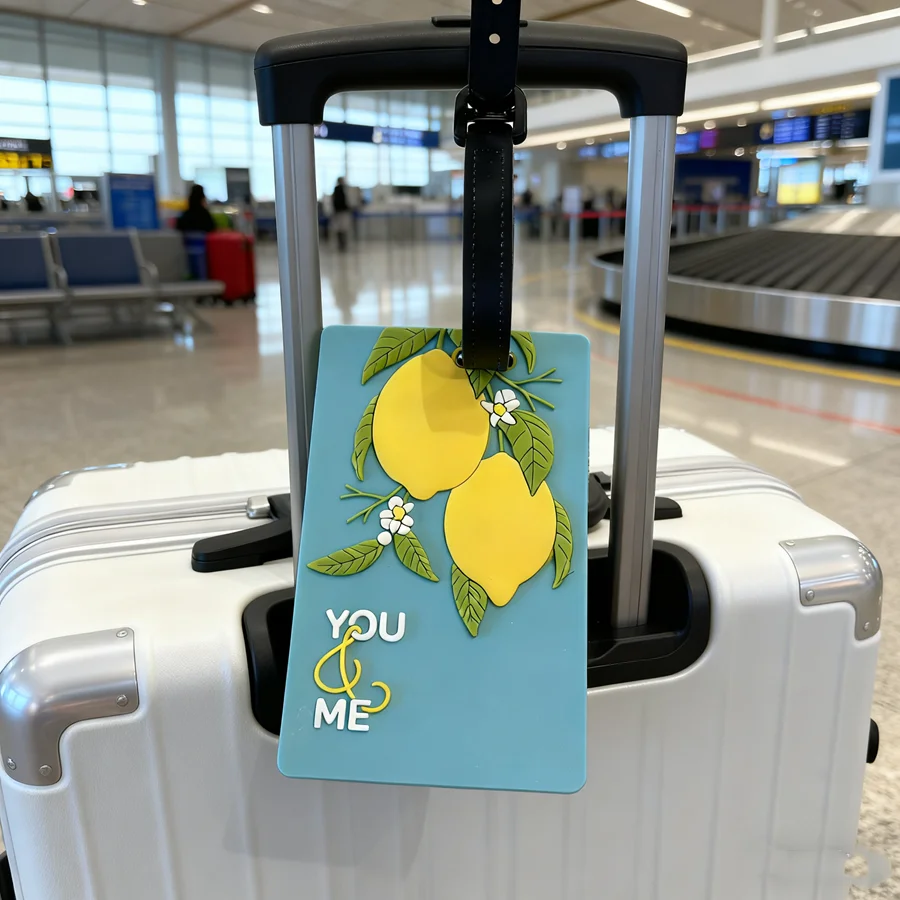 

1pc Lemon Luggage Tag Travel Airport Check in Luggage Loss Prevention Identification Hang Tag Identification Tag Trolley Box Han