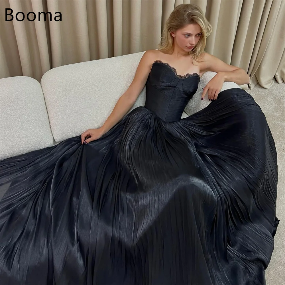 

Booma A-Line Strapless Shiny Lace Evening Dresses Formal Party Gowns for Women Pleat Sleeveless Elegant Prom Gown Customize 2025