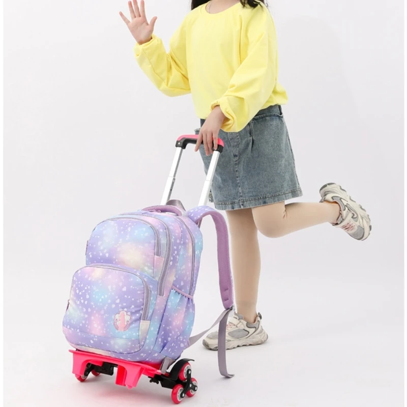 Colorful Heart Print Trolley Backpack for Various Occasions Convenient for Carrying Books Documents School Office and Trip