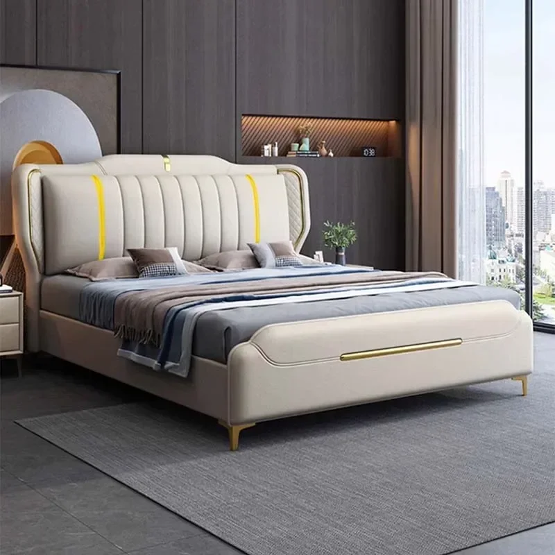 

Современная многофункциональная двуспальная кровать King Size для отелей, модная и уникальная мебель для спальни
