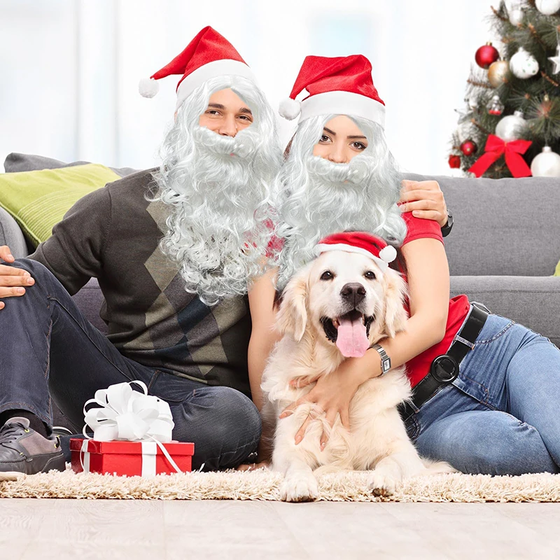 Conjunto de peruca e barba realista de Papai Noel, kit de acessórios de cosplay para homens, perfeito para fantasias de Natal e festas de fim de ano, 1 peça