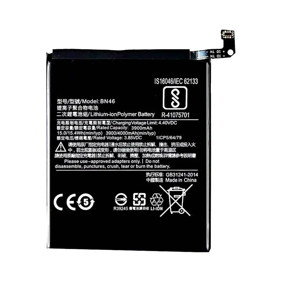 Desempenho de longa duração 4000mah para xiaomi redmi note 6 não 7 note8 8t bn46 note6 bateria de telefone móvel de alta capacidade