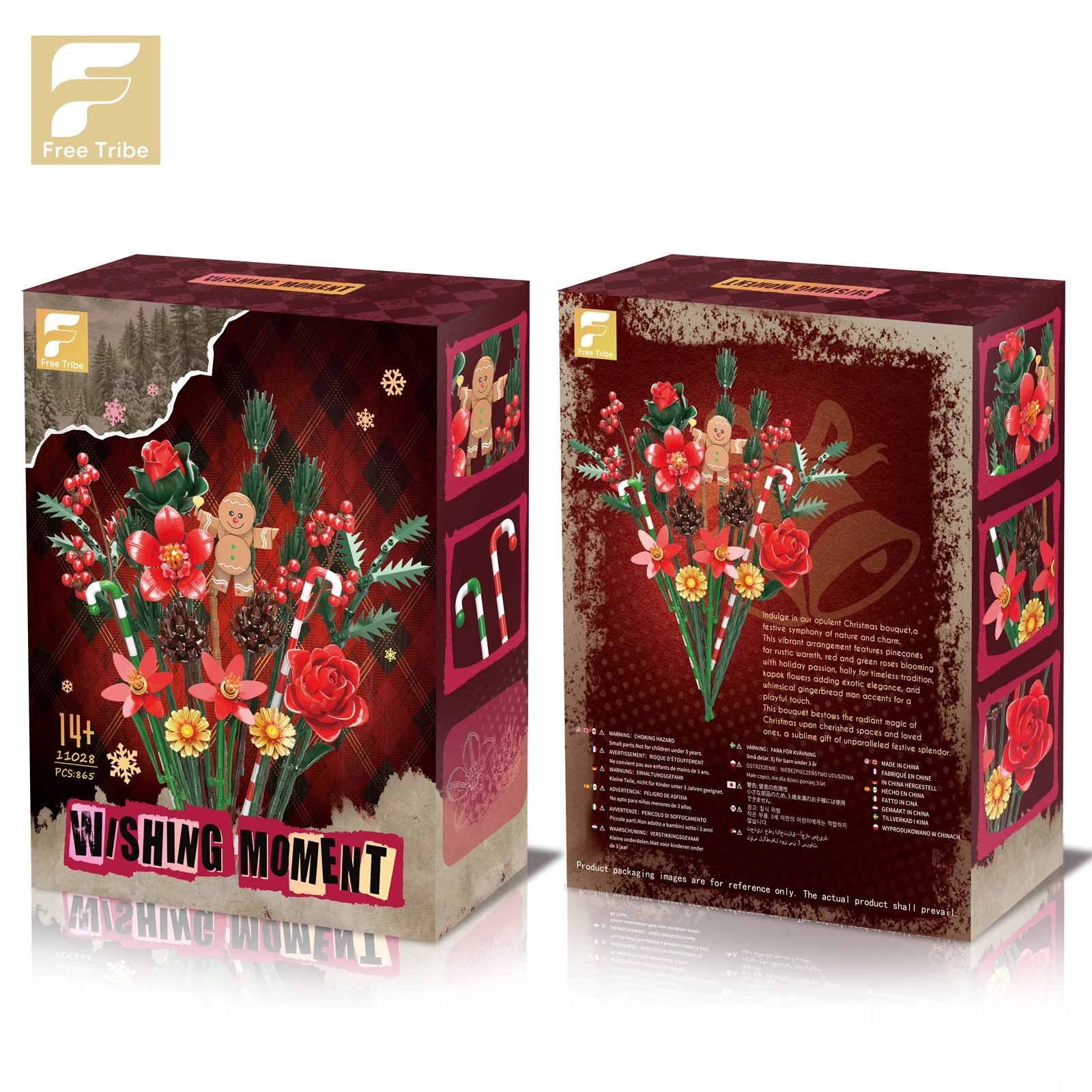 11028 kit de construção de buquê floral realista, 865 peças, modelo de flor de grão pequeno para decoração de casa diy, presente para crianças, adolescentes, presentes de natal