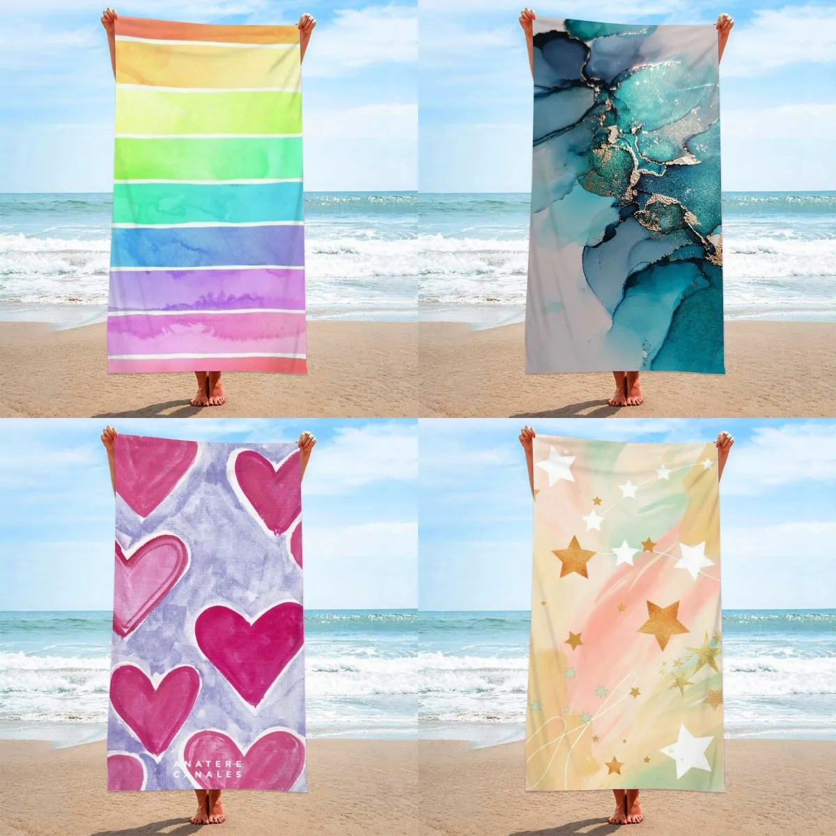 Rainbow Gradient Printing Microfiber Beach Towel Cartoon Pig Bath Towel Marble Beach Blanket for Kids Girl 100X200cm Travel Gift