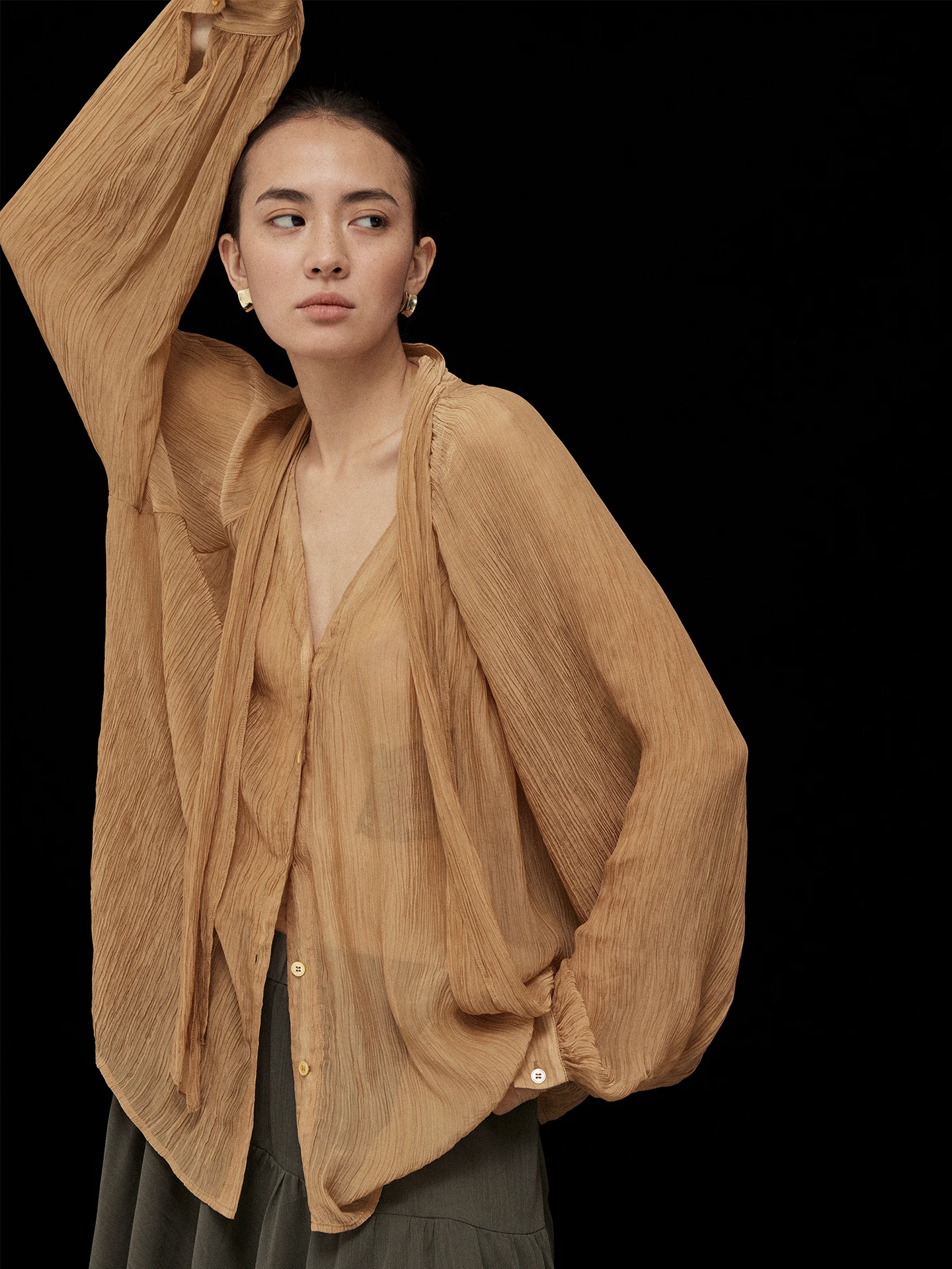 

Moofeel Медь Амиачный Вискоза Длинный Све irt Ранняя Осень Новый Sle Свободные Морщины Уникальный Sa Женский Французский Sle Прямой...