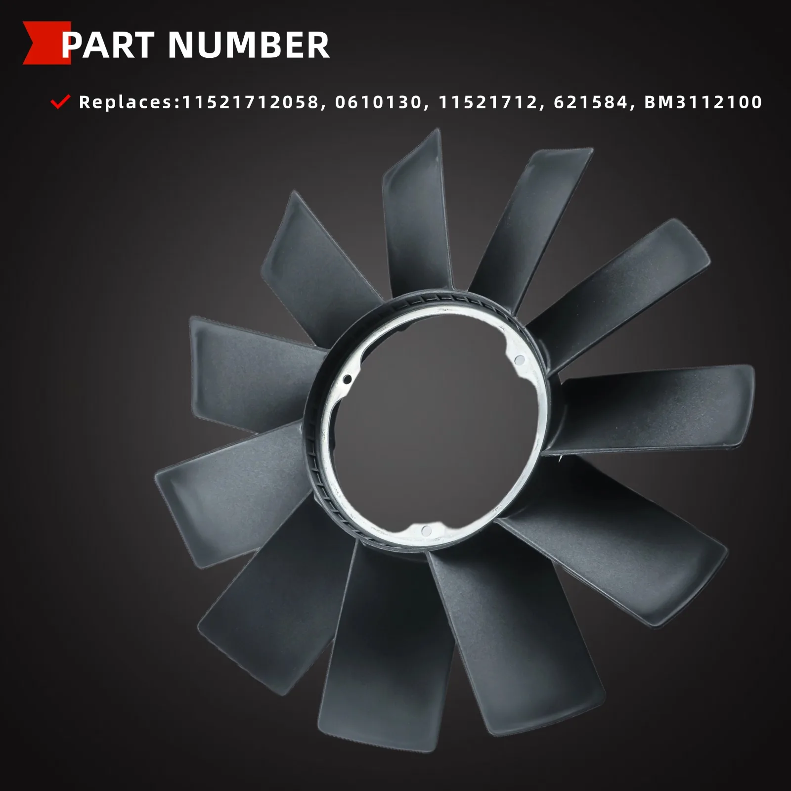 11521712058 Radiator Cooling Fan Blade Compatible with BMW M3 M5 X5 Z3 323i 323 325 328 330 525 528i 530 735 Replace 621584 - Image 2