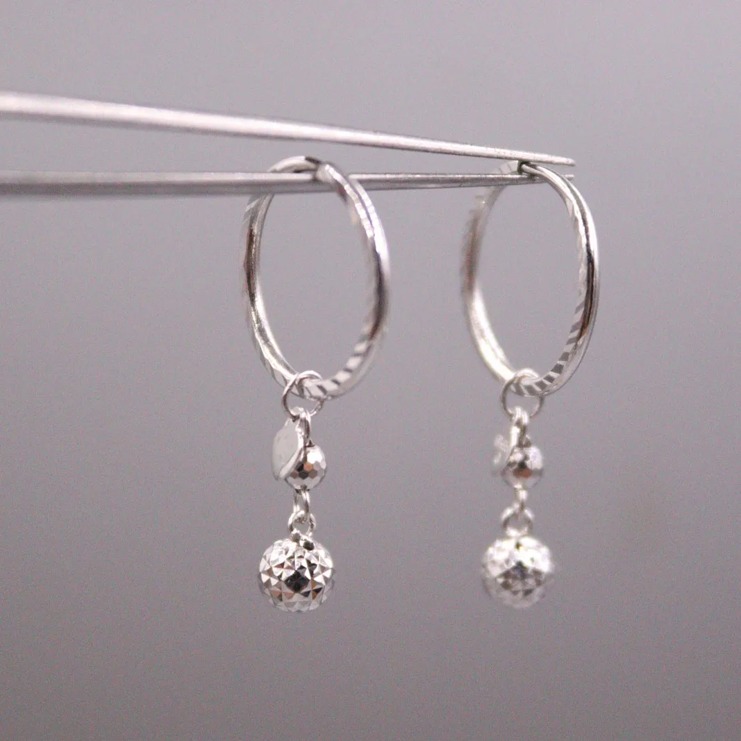 

Fine Pt950 Real Platinum 950 Earrings Cirlce Women's Star Ball Earrings Drop/2.4g