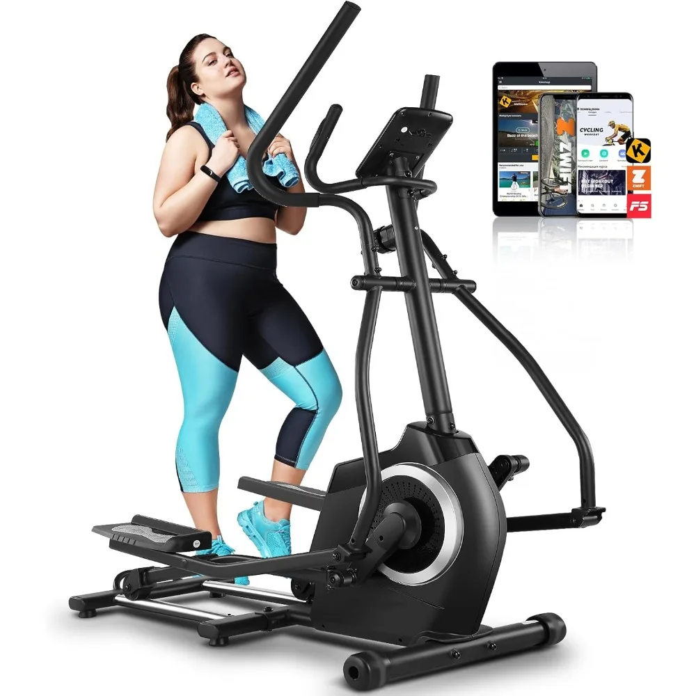 APP Elliptical Exercise Machine with Hyper-Quiet Front Magnetic Driving System, Elliptical Trainer for Home , Max 400LBS Weight