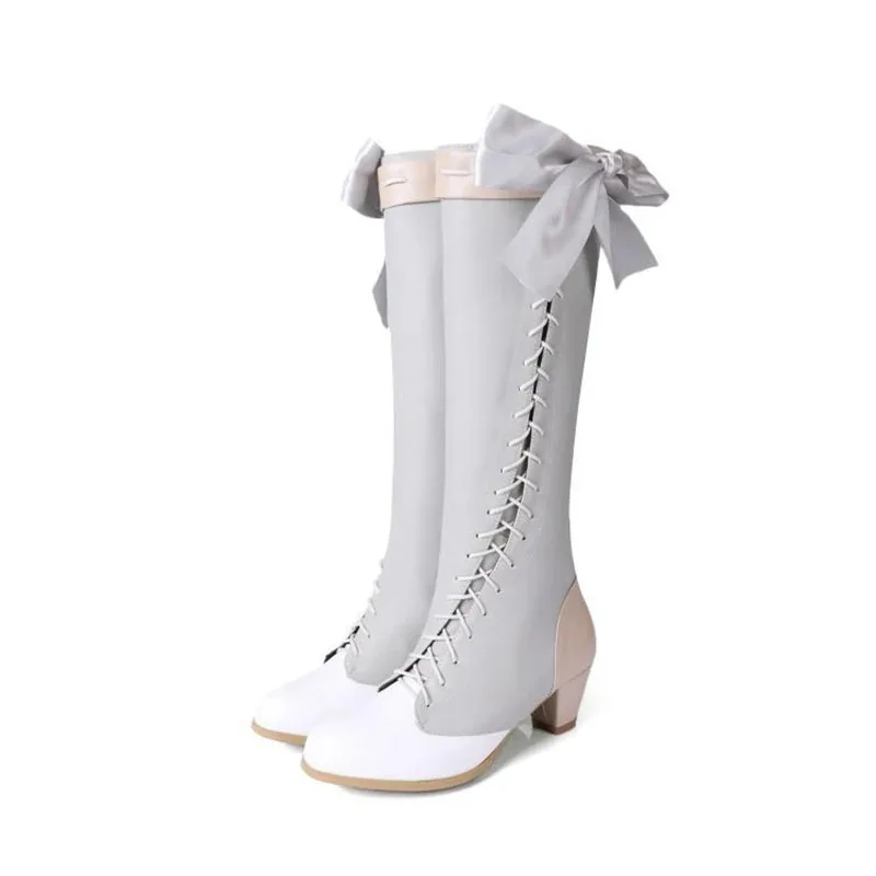 

2025 11, ботинки для косплея в стиле аниме, фиолетовые Evergarden, женская модная обувь для отдыха с мультяшным бантом, обувь Лолиты из искусственной кожи