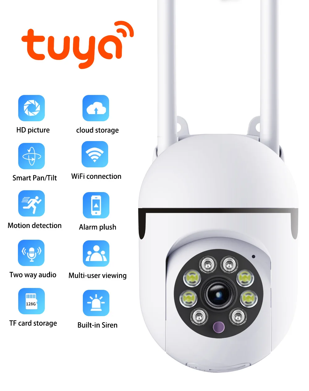 

2MP 1080P Tuya APP Full Color Night Vision PTZ IP Dome Camera AI Humanoid Auto Tracking Intercom Baby Monitor