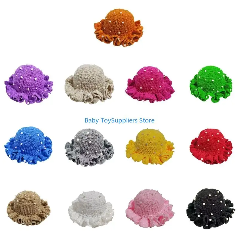 

R1WF Lightweight Breathable Crochet Knit Hat Foldable Wide Brimmed Crocheted Outdoor Travel Bucket Hat