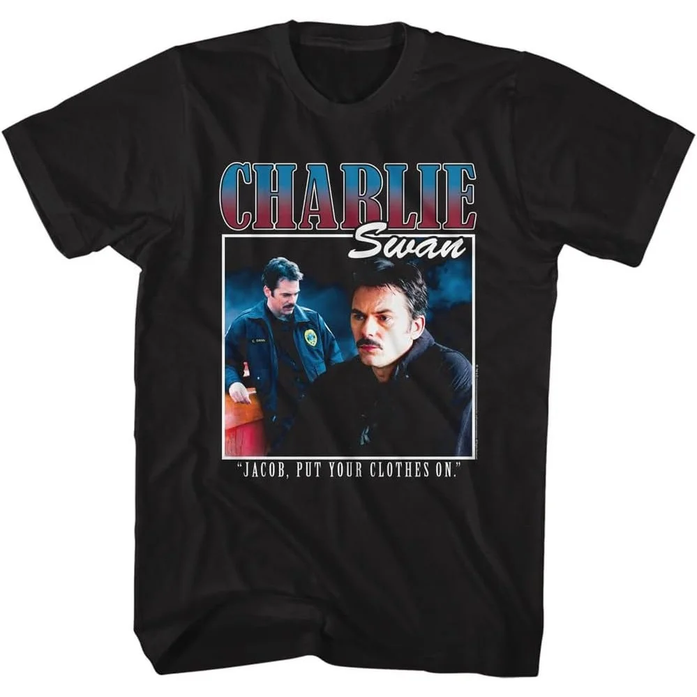 

American Classics The Twilight Saga Charlie Swan Adult Black Short Sleeve T Shirt Vampire Movies Graphic Tees