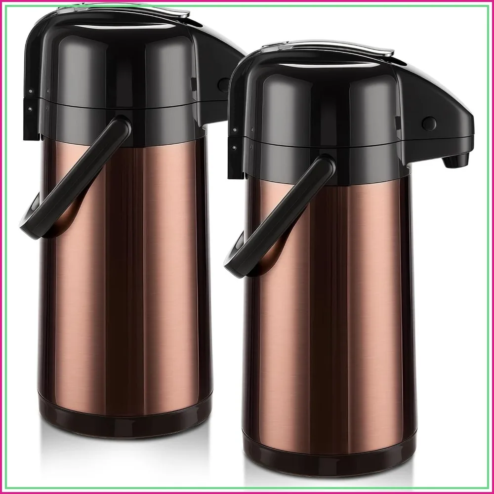 

Upgraded Airpot Coffee Carafe with Double Pump, 84.5oz Stainless Steel Drink Dispenser for Hot/Cold Beverage with Lazy Susan Base for Parties