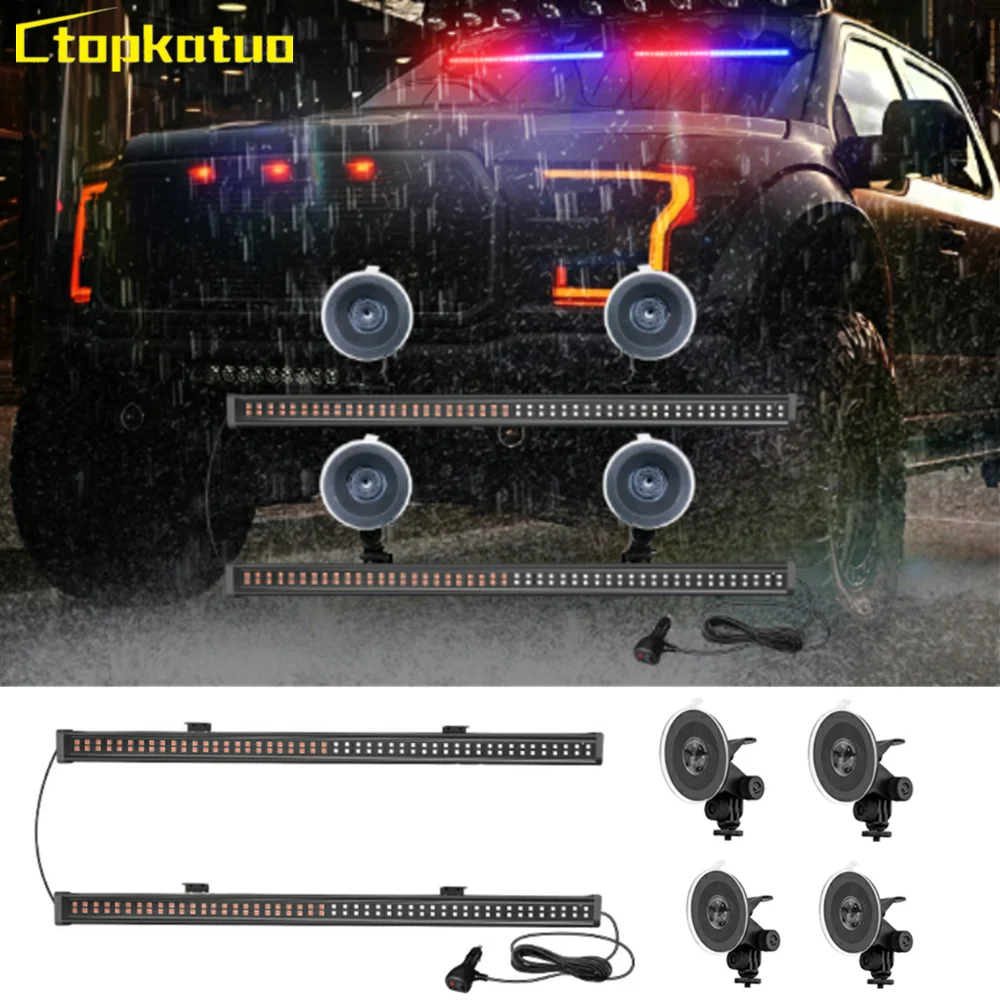 2PCS Car Strobe Lights 96LED Warning Flashing Lights Bar for Car Truck Emergency Emergency Signal Lamp 12-24V Auto Roof Top Lamp