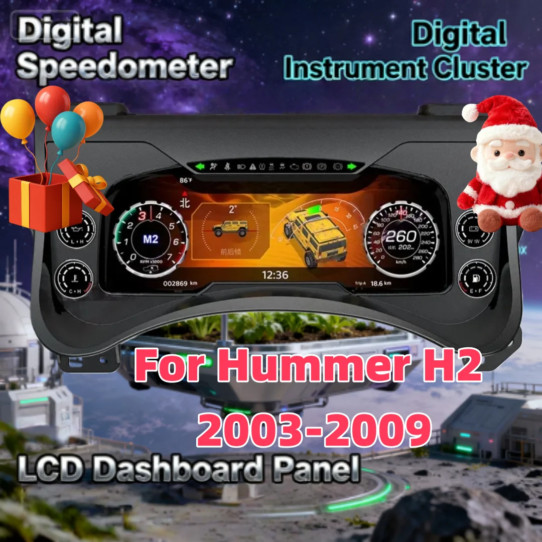 

Цифровой приборный спидометр, виртуальный кабин для Hummer H2 2003-2009, ЖК-дисплей, приборная панель, система Linux 12,3 дюйма