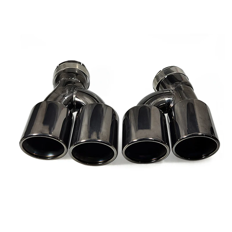 1 pair Exhaust tips fit for BMW5 series G30 year18-22 modified M5 four-outlet stainless steel black chrom muffler pipes