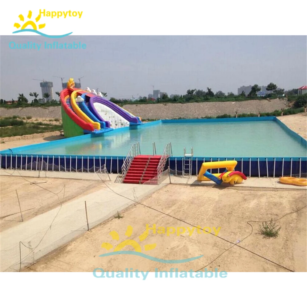 Movable Adult Water Park Rainbow Inflatable Water Slides For Pool