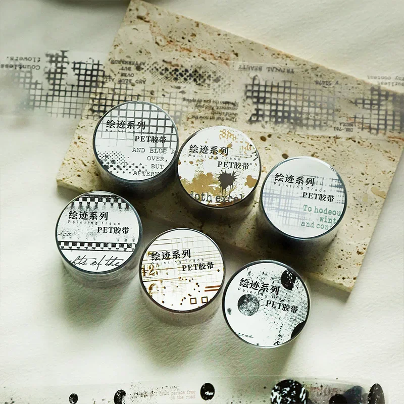 

1 roll 2m mottled collage Theme PET Tape Brochure Adhesive Diary Stationery Base Material Sticker Tape Material 35mm*2m