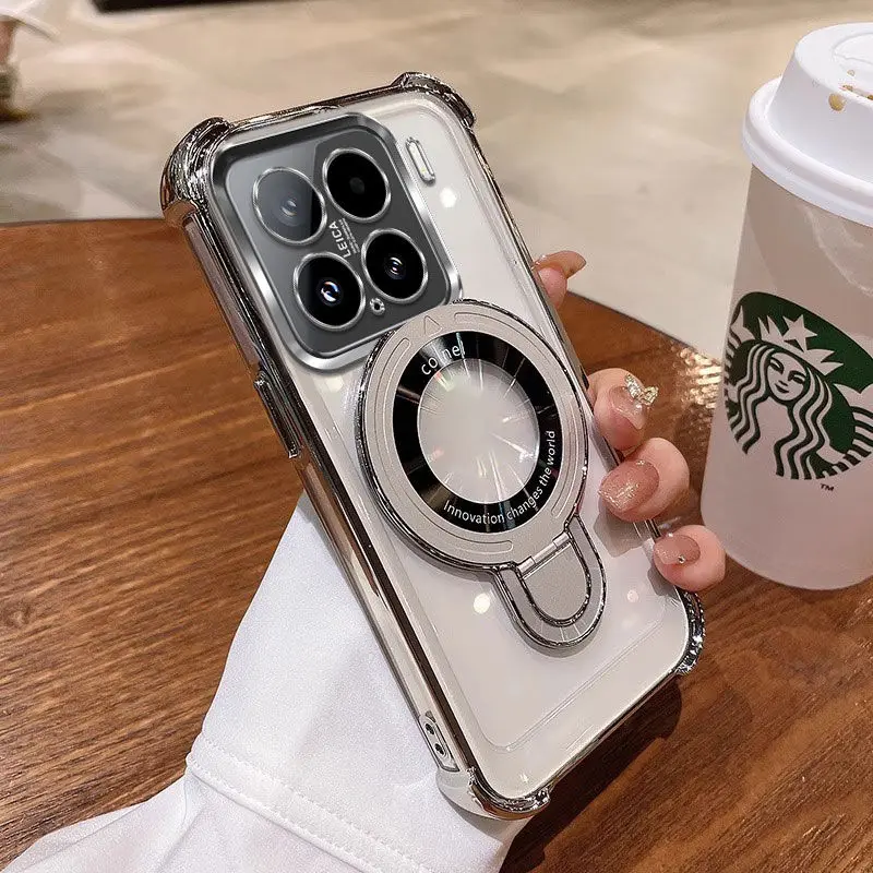 Casing Untuk Xiaomi 15T Pro 14T Fashion Big Head Stand Transparan TPU Ramah Kulit Anti-jatuh Untuk Xiaomi MI 15 14 T Pro Funda