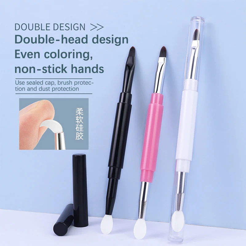 Organizer Tool Cosmetische spatelborstel 2-kops Multifunctionele siliconen lippenborstel Schoonheid Lippenstift Lipgloss Applicator Make-up
