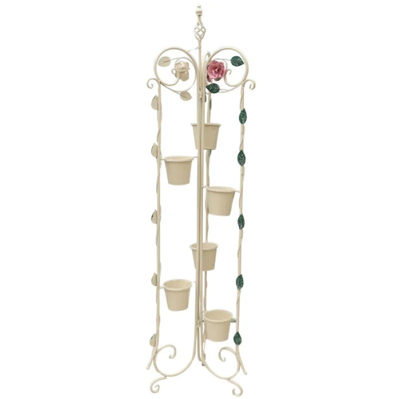 

Gardening Country Rose Series Flower Stand Desktop Floor Floor Wall Hanging White Shelf Courtyard Living Room Decoration